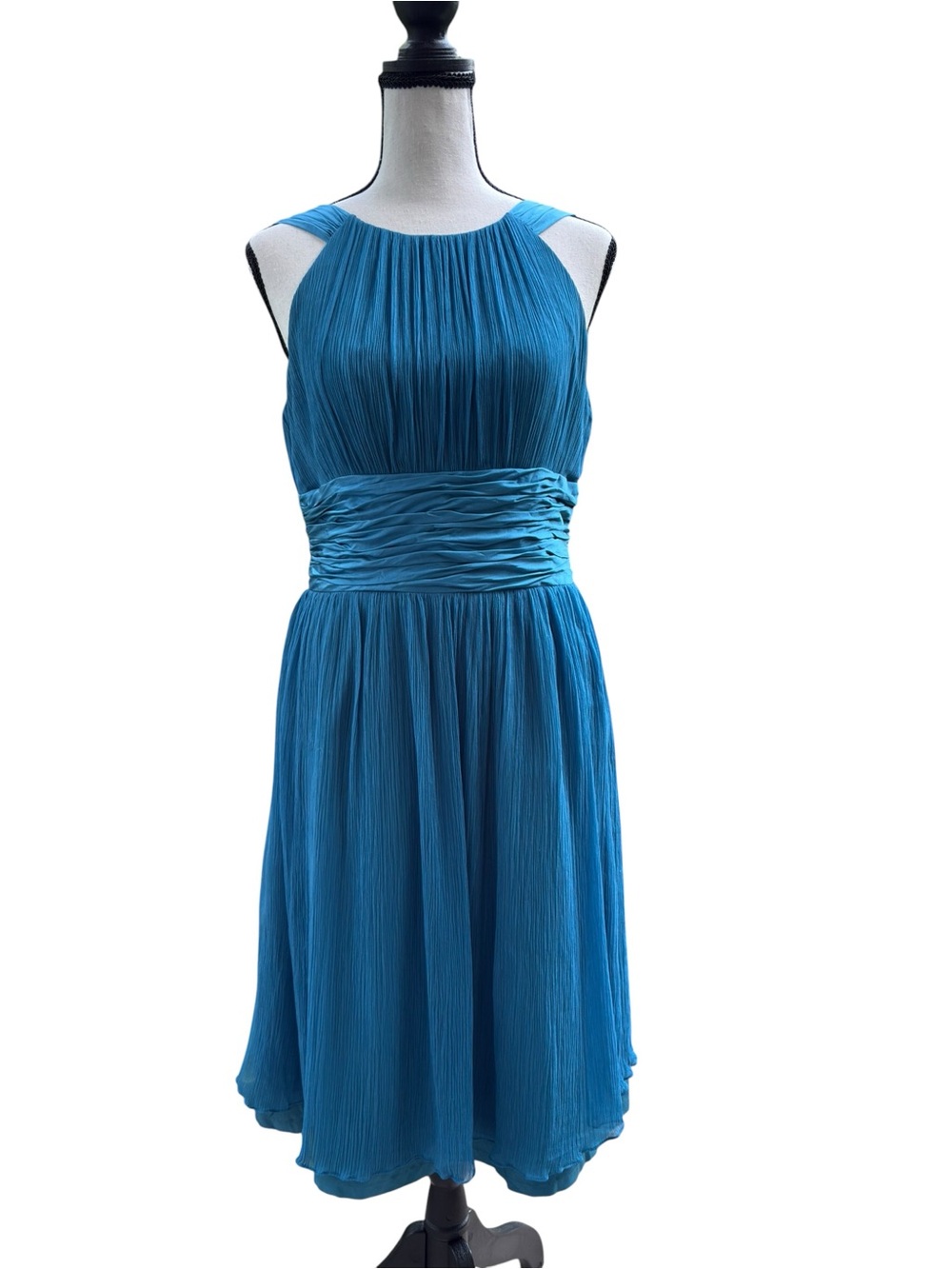 Maggy London Teal Sleeveless Pleated Midi Dress